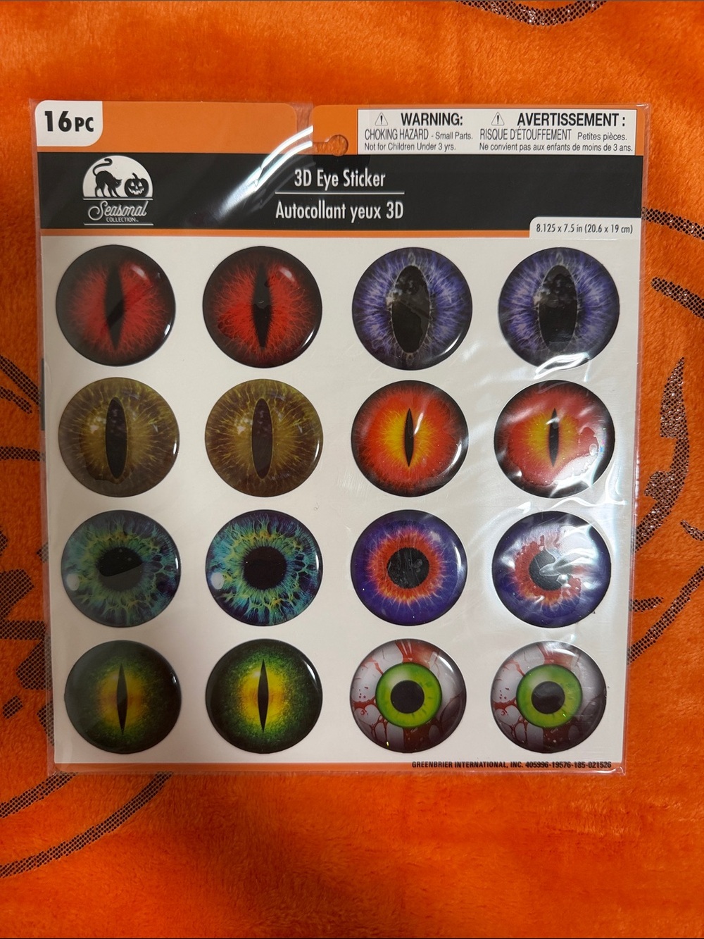 3D Eye Stickers - Multicolor (16pc)